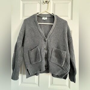 Aerie Cardigan 100% Cotton Buttons, V-Neck, Grey EUC